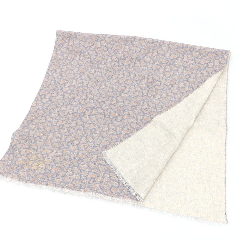 [New] Giannetto Linen Cotton Paisley Pattern Stole Light Navy x Salmon Pink [Condition Rank N] [Men&