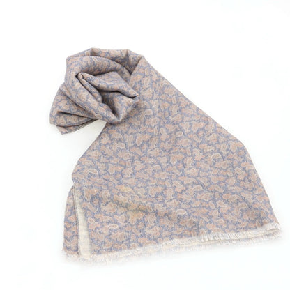 [New] Giannetto Linen Cotton Paisley Pattern Stole Light Navy x Salmon Pink [Condition Rank N] [Men&