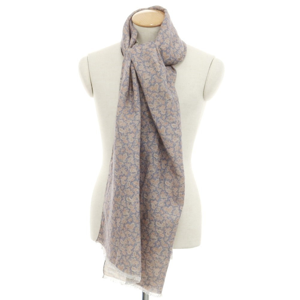 [New] Giannetto Linen Cotton Paisley Pattern Stole Light Navy x Salmon Pink [Condition Rank N] [Men&