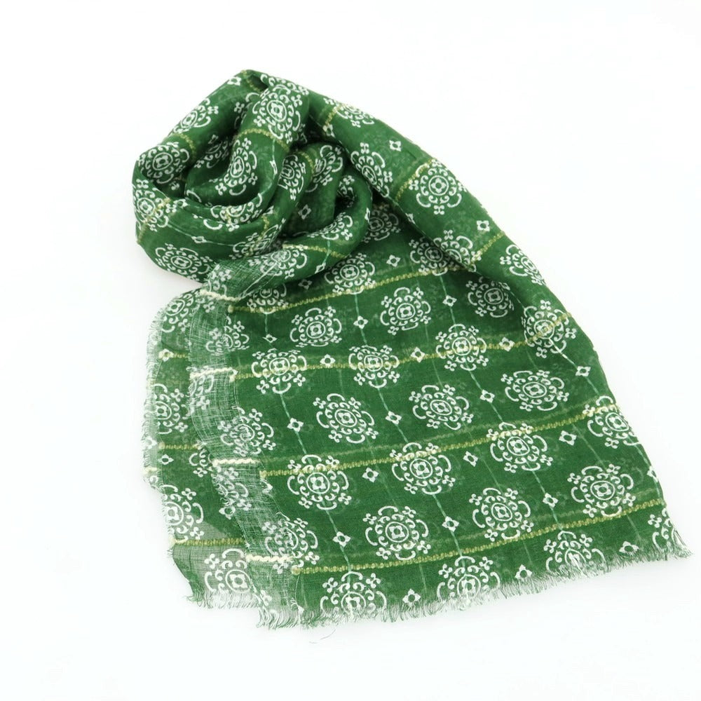 [New Outlet] LBM1911 Linen Print Stole Green [Condition Rank N-] [Men&