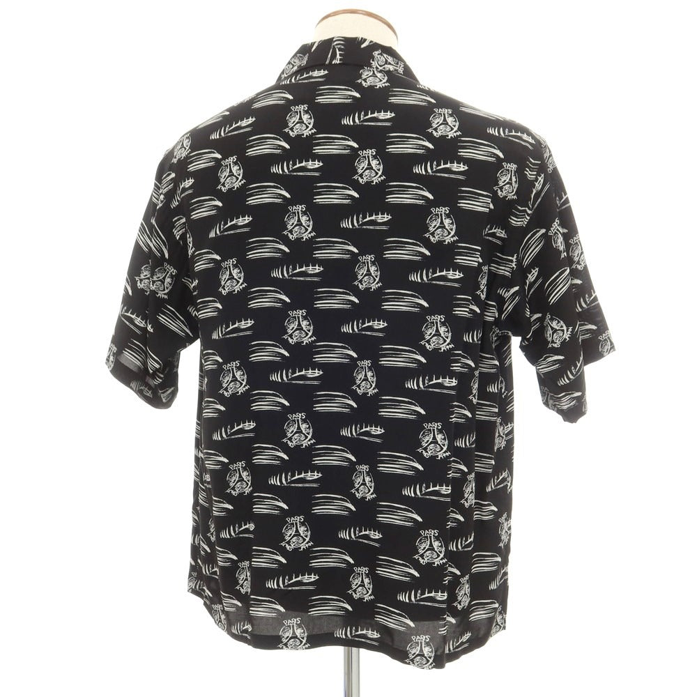 【中古】パリサンジェルマン Paris Saint-Germain × 隈 研吾 レーヨン グラフィックプリント オープンカラー 半袖シャツ ブラックxホワイト【サイズM】【BLK】【S/S】【状態ランクA】【メンズ】[EPD]