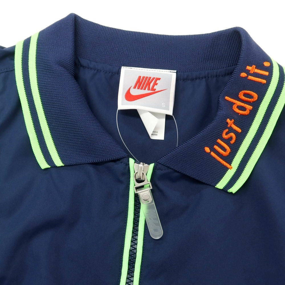 【中古】カクタスプラントフリーマーケット CACTUS PLANT FLEA MARKET × NIKE ポリエステル ハーフジップ 半袖シャツ ネイビーx蛍光グリーン【サイズS】【NVY】【S/S】【状態ランクB】【メンズ】