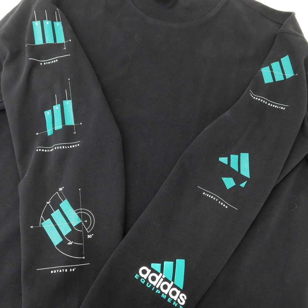【中古】アディダス adidas コットン モックネック 長袖Ｔシャツ ブラック【サイズXS】【 状態ランクA 】【 メンズ 】[EPD]