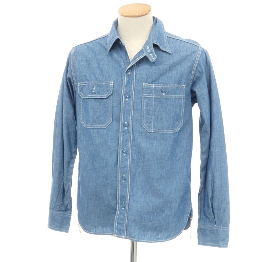 【中古】モモタロウ ジーンズ MOMOTARO JEANS コットン ダンガリー カジュアルシャツ ブルー【サイズ36】【BLU】【S/S/A/W】【状態ランクB】【メンズ】