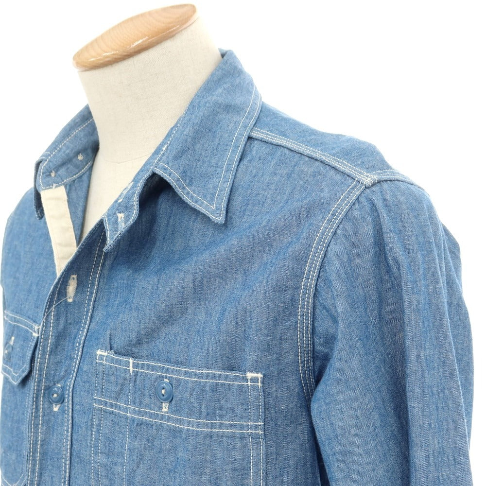 【中古】モモタロウ ジーンズ MOMOTARO JEANS コットン ダンガリー カジュアルシャツ ブルー【サイズ36】【BLU】【S/S/A/W】【状態ランクB】【メンズ】