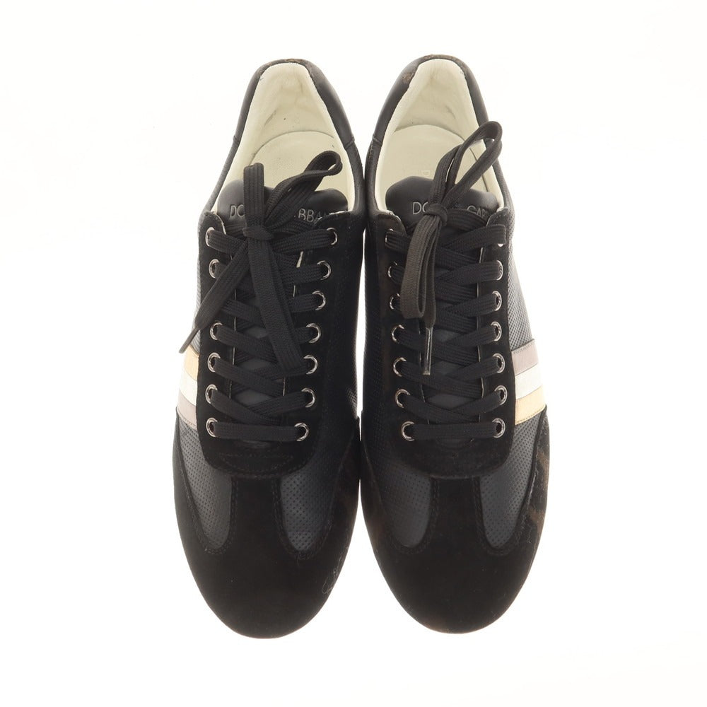 【中古】ドルチェアンドガッバーナ DOLCE&amp;GABBANA レザー スニーカー ブラック【 8 】【 状態ランクC 】【 メンズ 】