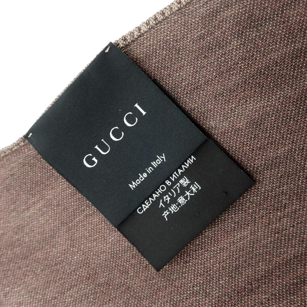 【中古】グッチ GUCCI ウールシルク GGロゴ ストール ブラウンxライトブラウン【 70×200 】【 状態ランクB 】【 メンズ 】