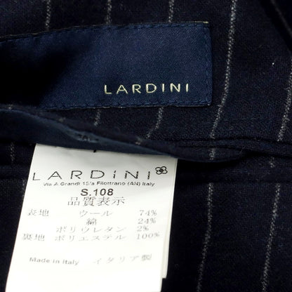 【中古】ラルディーニ LARDINI ウールコットン ストライプ 3つボタンスーツ ネイビーxグレー【 46 】【 状態ランクB 】【 メンズ 】