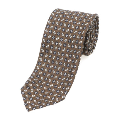 【中古】タイユアタイ TIE YOUR TIE セッテピエゲ スフォデラータ シルク 小紋柄ネクタイ ブラウンxネイビー【BRW】【S/S/A/W】【状態ランクB】【メンズ】