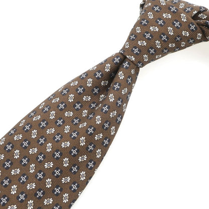 【中古】タイユアタイ TIE YOUR TIE セッテピエゲ スフォデラータ シルク 小紋柄ネクタイ ブラウンxネイビー【BRW】【S/S/A/W】【状態ランクB】【メンズ】