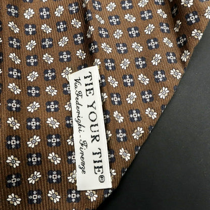 【中古】タイユアタイ TIE YOUR TIE セッテピエゲ スフォデラータ シルク 小紋柄ネクタイ ブラウンxネイビー【BRW】【S/S/A/W】【状態ランクB】【メンズ】