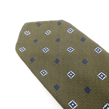 【中古】タイユアタイ TIE YOUR TIE セッテピエゲ スフォデラータ シルク 小紋柄ネクタイ カーキxネイビー【KAK】【S/S/A/W】【状態ランクB】【メンズ】