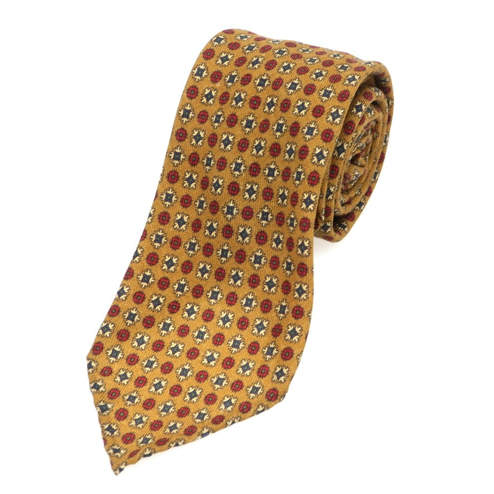 【中古】タイユアタイ TIE YOUR TIE セッテピエゲ スフォデラータ ウール 小紋柄ネクタイ オレンジベージュxレッド【ORG】【S/S/A/W】【状態ランクB】【メンズ】