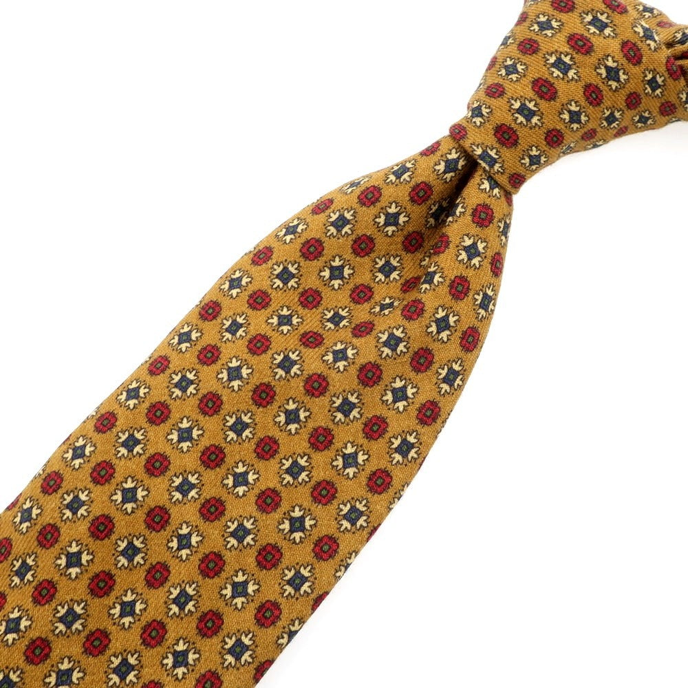 【中古】タイユアタイ TIE YOUR TIE セッテピエゲ スフォデラータ ウール 小紋柄ネクタイ オレンジベージュxレッド【ORG】【S/S/A/W】【状態ランクB】【メンズ】