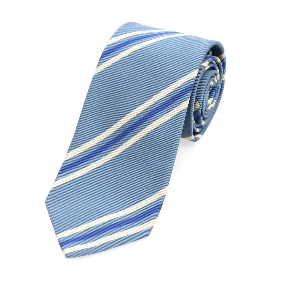 【中古】ユナイテッドアローズ UNITED ARROWS シルクコットン ストライプ柄ネクタイ ライトブルーxオフホワイト【BLU】【S/S/A/W】【状態ランクB】【メンズ】 [EPD]