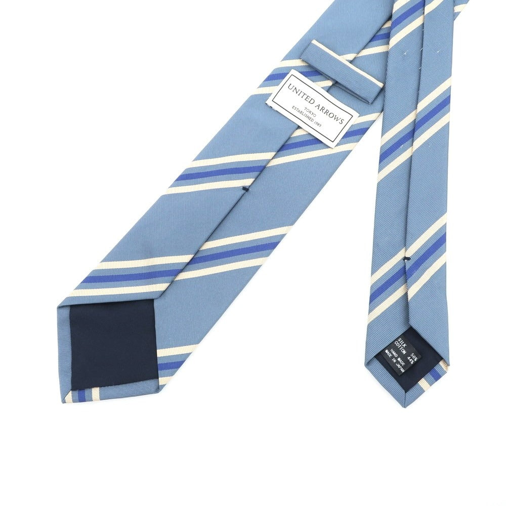 【中古】ユナイテッドアローズ UNITED ARROWS シルクコットン ストライプ柄ネクタイ ライトブルーxオフホワイト【BLU】【S/S/A/W】【状態ランクB】【メンズ】 [EPD]