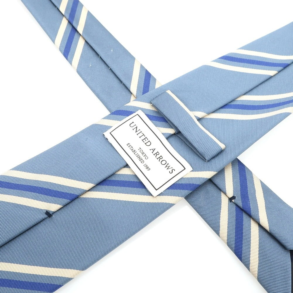 【中古】ユナイテッドアローズ UNITED ARROWS シルクコットン ストライプ柄ネクタイ ライトブルーxオフホワイト【BLU】【S/S/A/W】【状態ランクB】【メンズ】 [EPD]