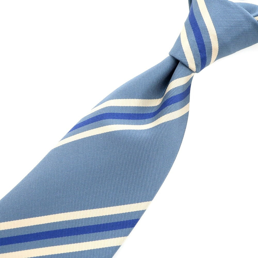 【中古】ユナイテッドアローズ UNITED ARROWS シルクコットン ストライプ柄ネクタイ ライトブルーxオフホワイト【BLU】【S/S/A/W】【状態ランクB】【メンズ】 [EPD]