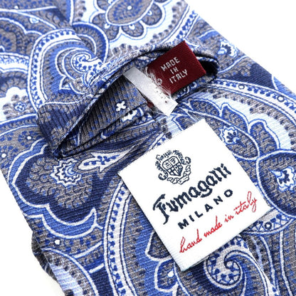 【中古】フマガッリ Fumagalli スフォデラータ シルク ペイズリー柄ネクタイ ブルーxグレー【BLU】【S/S/A/W】【状態ランクB】【メンズ】