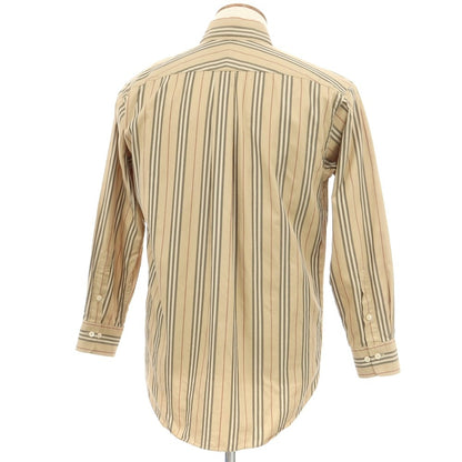 【中古】バーバリーロンドン BURBERRY LONDON コットン ストライプ ボタンダウン カジュアルシャツ ベージュxブラック【サイズM】【BEI】【S/S/A/W】【状態ランクB】【メンズ】