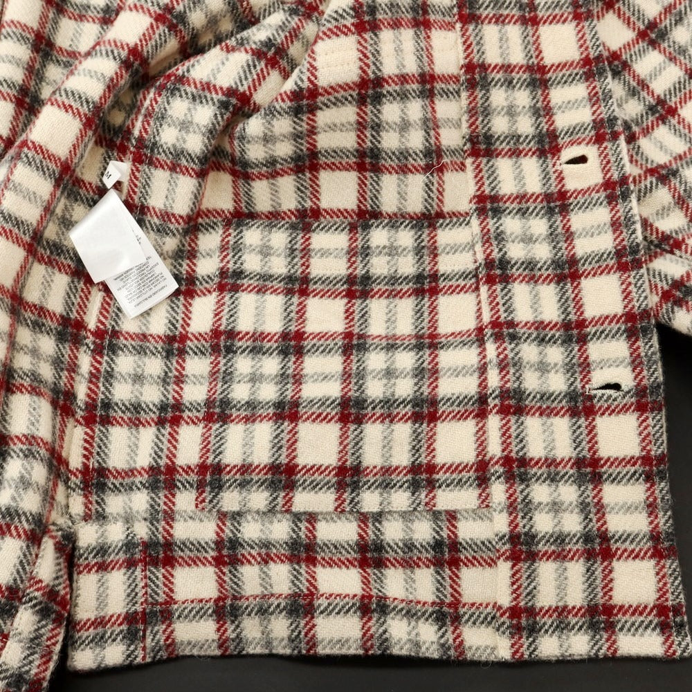 【中古】ミスターポーター Mr P. MR PORTER ウール チェック カジュアルシャツ アイボリーxレッド【サイズM】【WHT】【A/W】【状態ランクB】【メンズ】