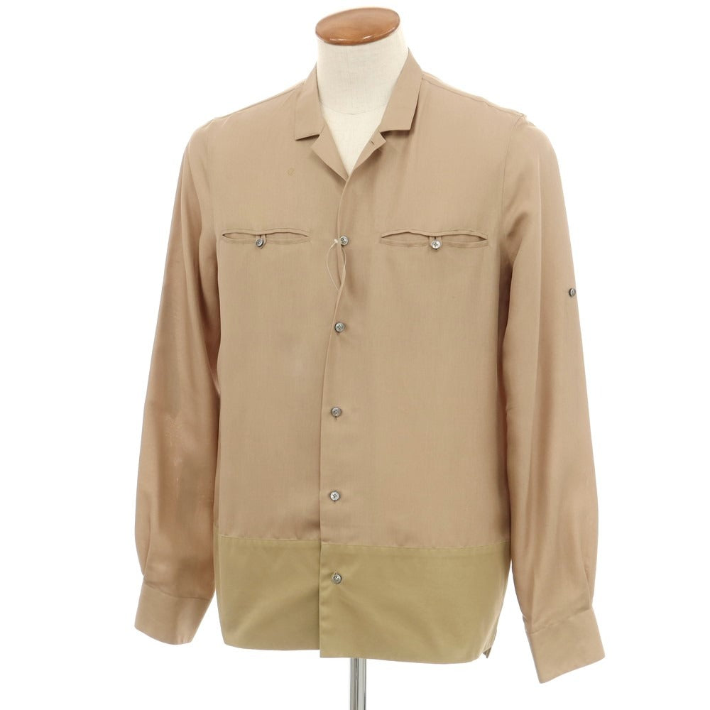 【中古】ヴァレンティノ VALENTINO シルク オープンカラー カジュアルシャツ ベージュ【サイズ39】【 状態ランクC 】【 メンズ 】[EPD]