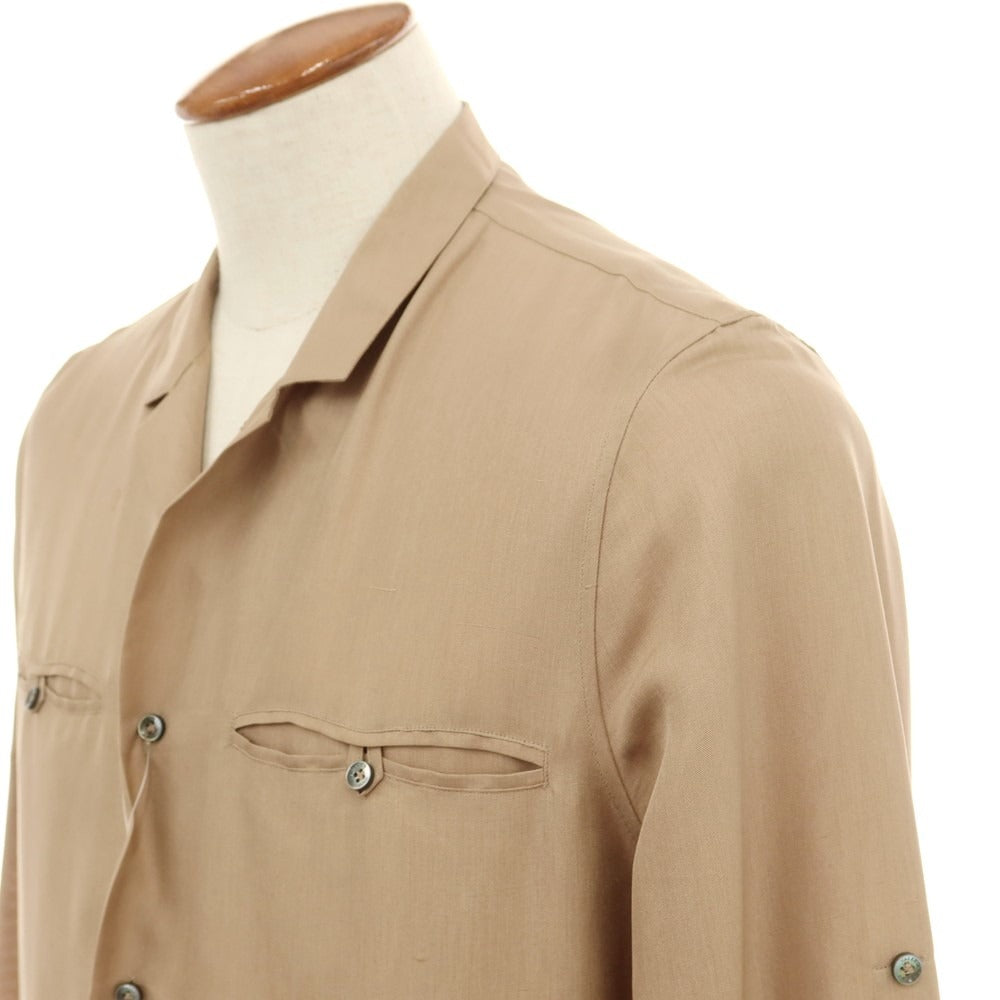 【中古】ヴァレンティノ VALENTINO シルク オープンカラー カジュアルシャツ ベージュ【サイズ39】【 状態ランクC 】【 メンズ 】[EPD]
