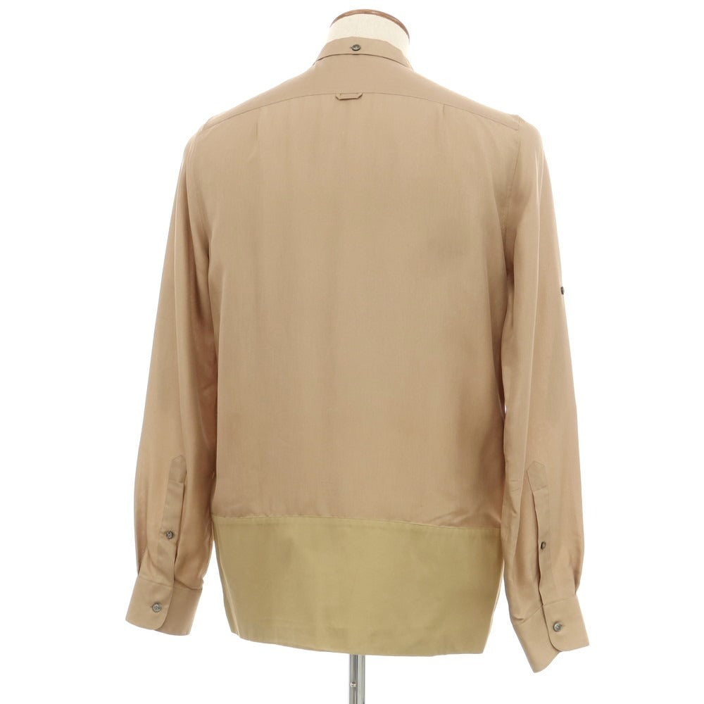 【中古】ヴァレンティノ VALENTINO シルク オープンカラー カジュアルシャツ ベージュ【サイズ39】【 状態ランクC 】【 メンズ 】[EPD]