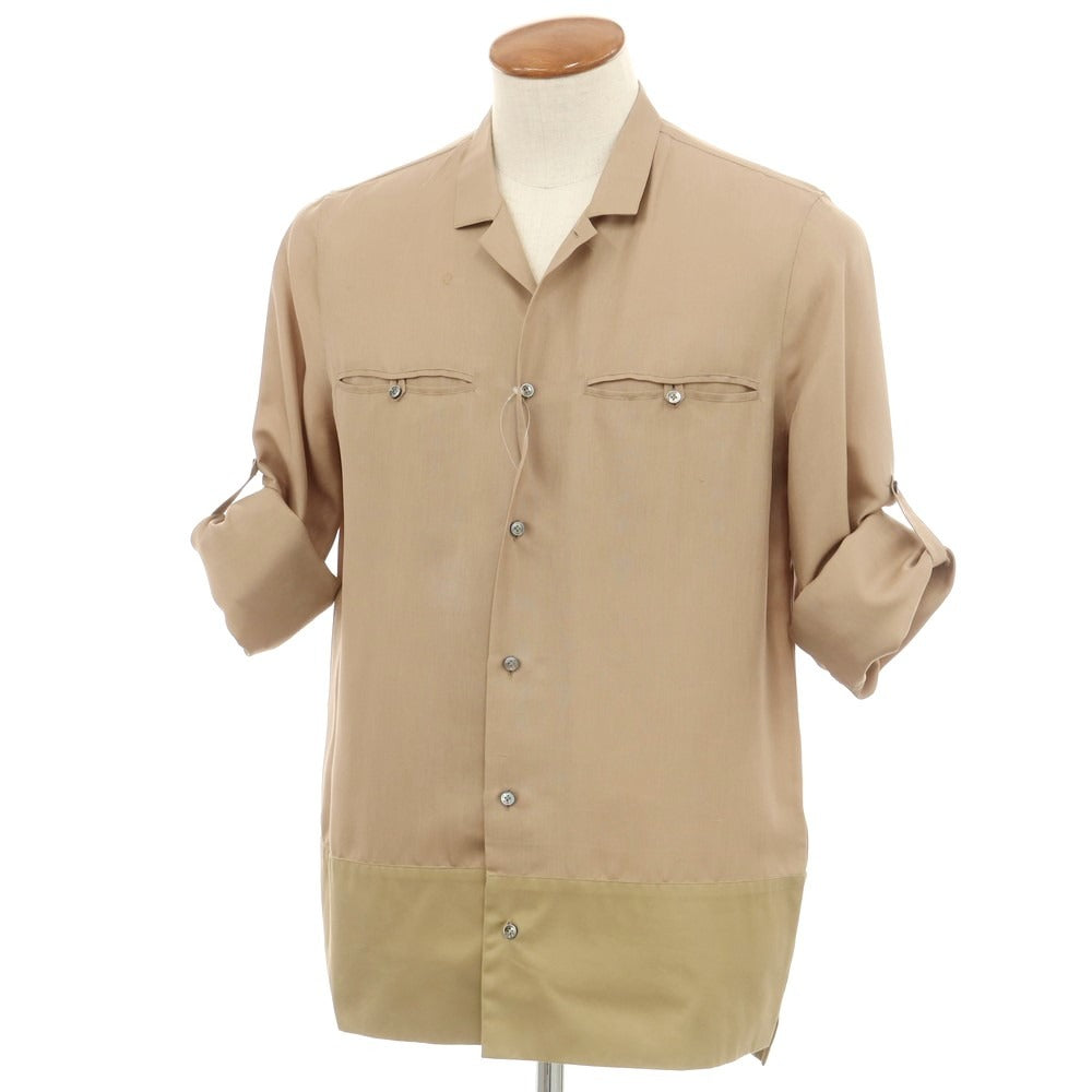 【中古】ヴァレンティノ VALENTINO シルク オープンカラー カジュアルシャツ ベージュ【サイズ39】【 状態ランクC 】【 メンズ 】[EPD]