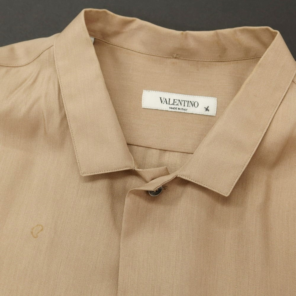 【中古】ヴァレンティノ VALENTINO シルク オープンカラー カジュアルシャツ ベージュ【サイズ39】【 状態ランクC 】【 メンズ 】[EPD]