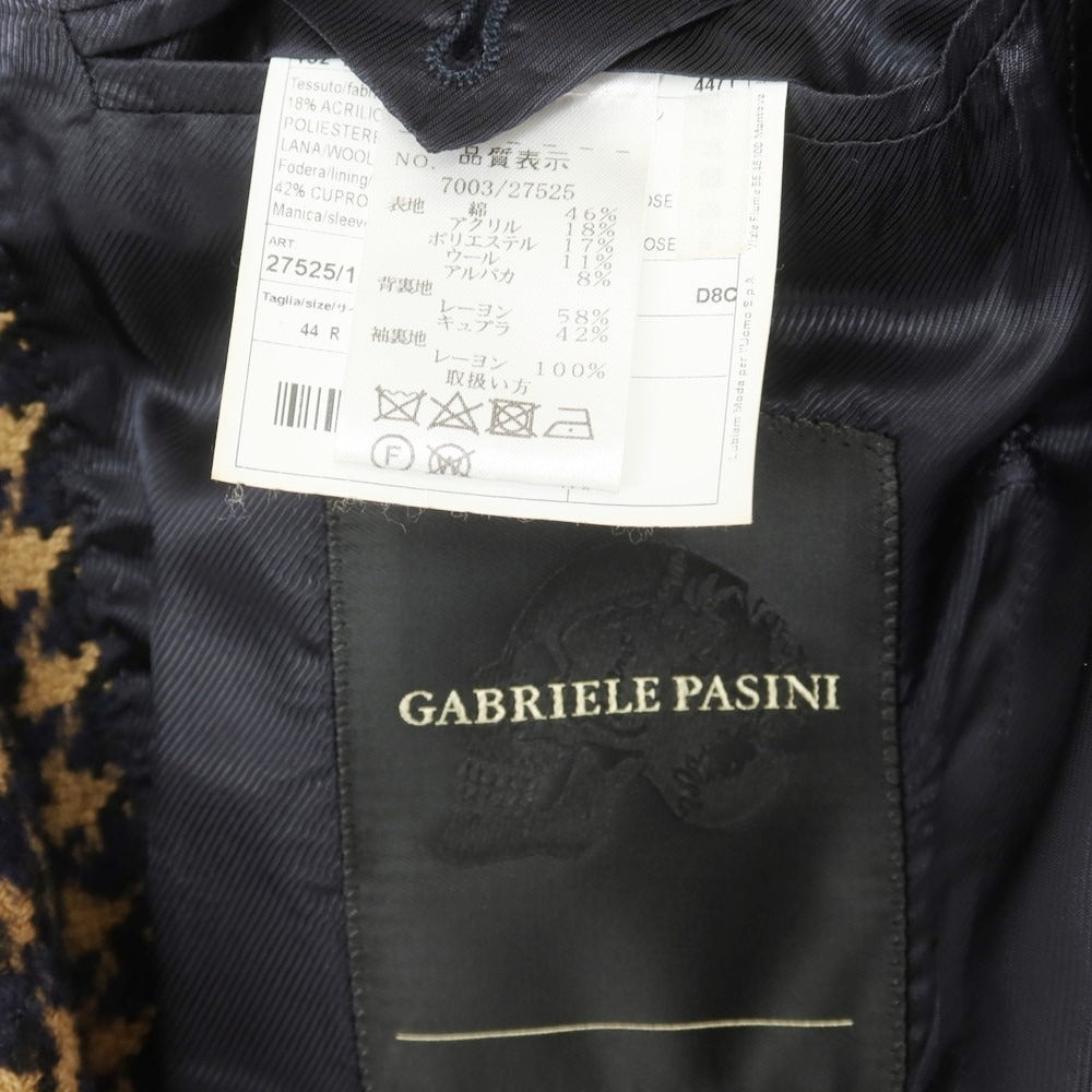 【中古】ガブリエレ パジーニ Gabriele Pasini コットンアクリル系 ハウンドトゥース ダブルブレストコート ベージュxネイビー【 44 】【 状態ランクB 】【 メンズ 】