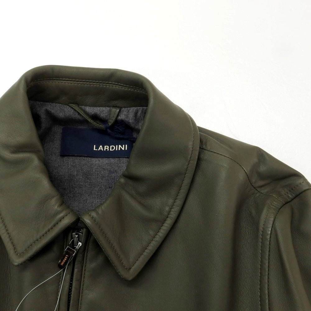 【中古】ラルディーニ LARDINI ラムスキン ジップアップ レザーブルゾン グレーカーキ【 44 】【 状態ランクB 】【 メンズ 】