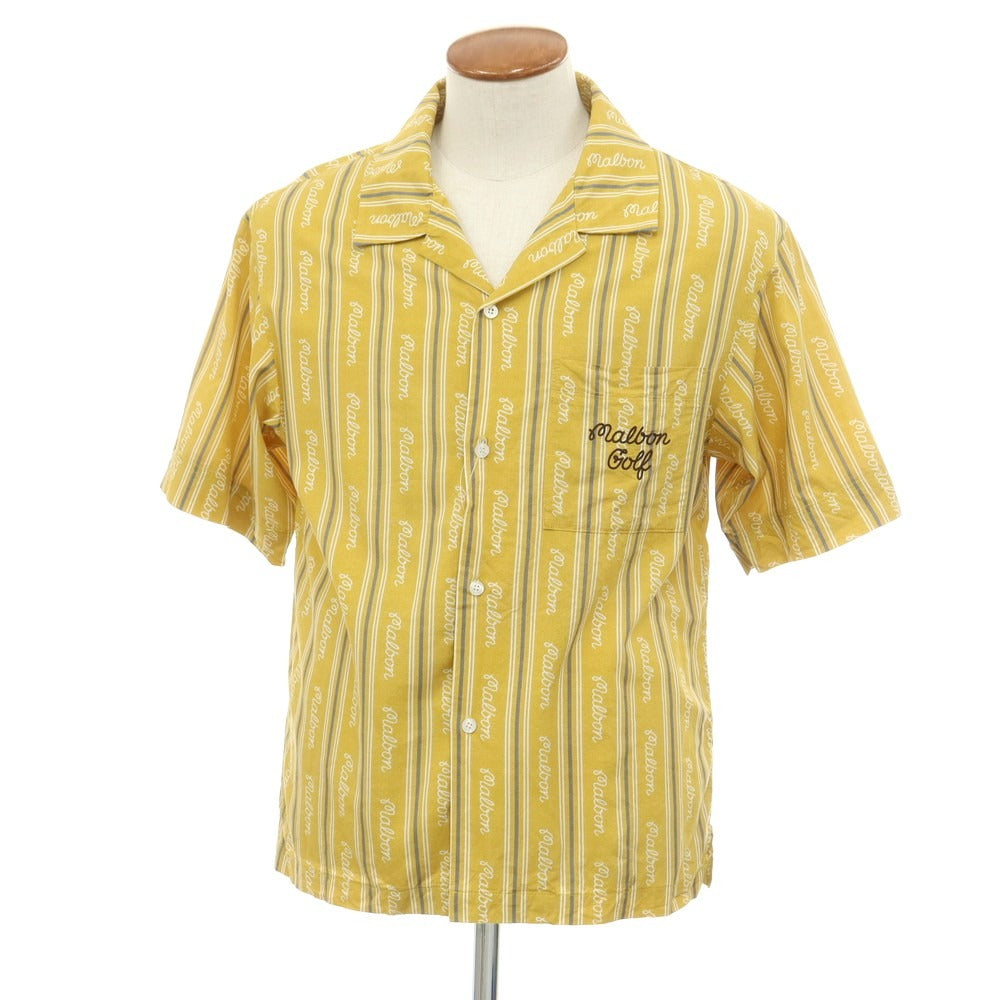 【中古】マルボン ゴルフ MALBON GOLF レーヨンコットン オープンカラー 半袖シャツ イエロー【 95（M） 】【 状態ランクB 】【 メンズ 】