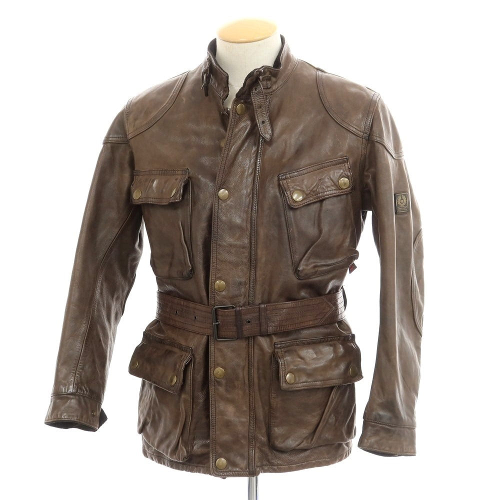 【中古】ベルスタッフ BELSTAFF カウレザー モーターサイクル レザーブルゾン ブラウン【 44 】【 状態ランクC 】【 メンズ 】