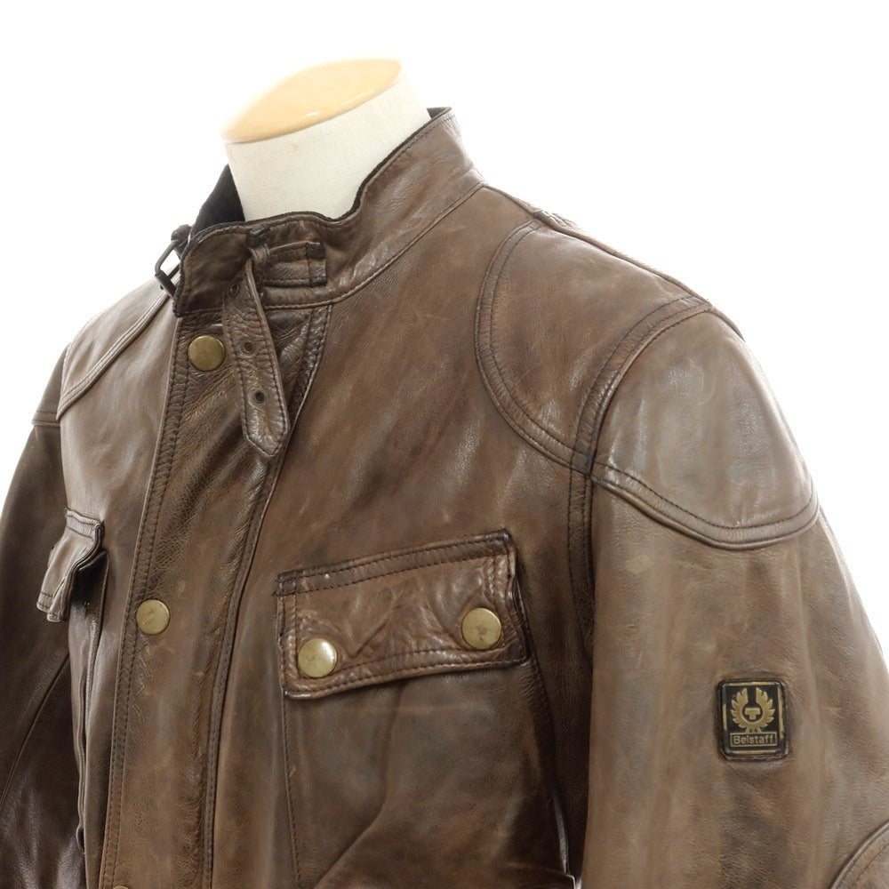 【中古】ベルスタッフ BELSTAFF カウレザー モーターサイクル レザーブルゾン ブラウン【 44 】【 状態ランクC 】【 メンズ 】