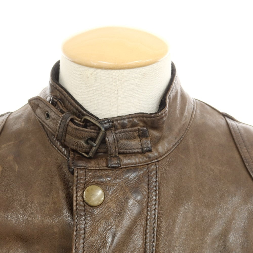 【中古】ベルスタッフ BELSTAFF カウレザー モーターサイクル レザーブルゾン ブラウン【 44 】【 状態ランクC 】【 メンズ 】