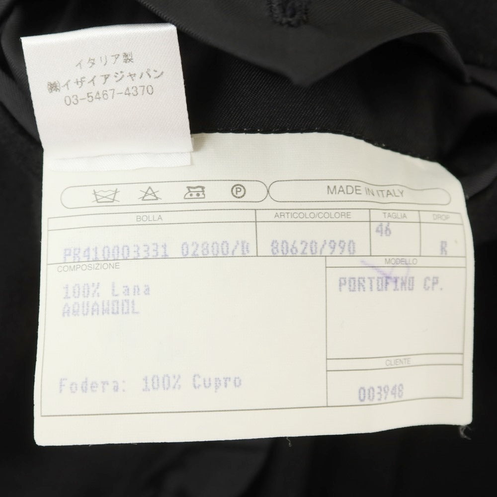 【中古】イザイア ISAIA ウール チェスターフィールドコート ブラック【 46 】【 状態ランクC 】【 メンズ 】