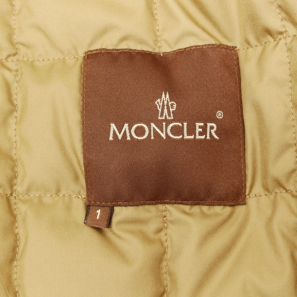 【中古】モンクレール MONCLER コットンポリエステル ジップアップ ダウンジャケット カーキベージュ【 1 】【 状態ランクB 】【 メンズ 】