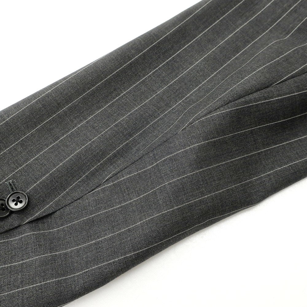 【中古】ビームスエフ BEAMS F Sartello by BEAMS ウール ストライプ 3つボタンスーツ ダークグレーxホワイト【 44 】【 状態ランクC 】【 メンズ 】