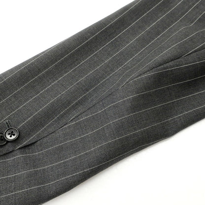 【中古】ビームスエフ BEAMS F Sartello by BEAMS ウール ストライプ 3つボタンスーツ ダークグレーxホワイト【 44 】【 状態ランクC 】【 メンズ 】
