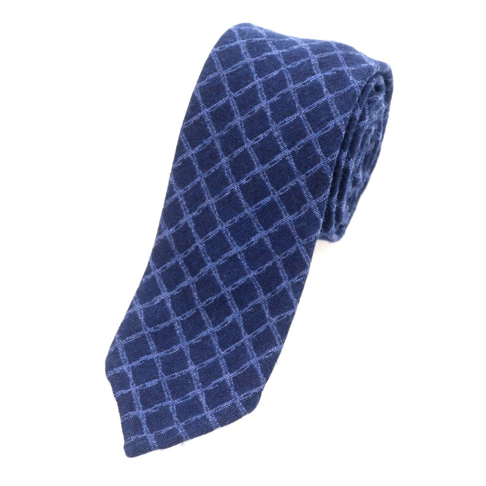 【中古】スティレ ラティーノ STILE LATINO ウールシルク チェック柄ネクタイ ネイビーxブルー【 状態ランクA 】【 メンズ 】 [EPD]