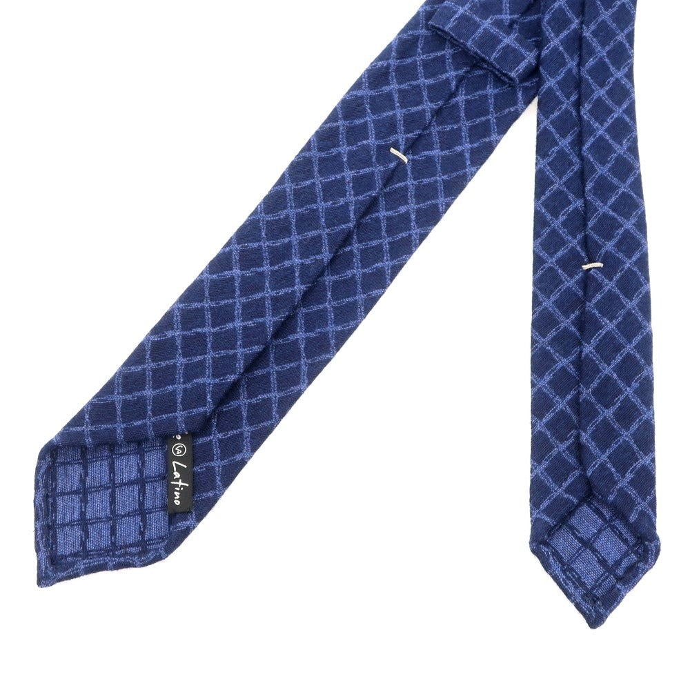 【中古】スティレ ラティーノ STILE LATINO ウールシルク チェック柄ネクタイ ネイビーxブルー【 状態ランクA 】【 メンズ 】 [EPD]