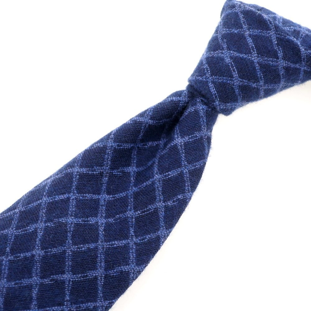【中古】スティレ ラティーノ STILE LATINO ウールシルク チェック柄ネクタイ ネイビーxブルー【 状態ランクA 】【 メンズ 】 [EPD]