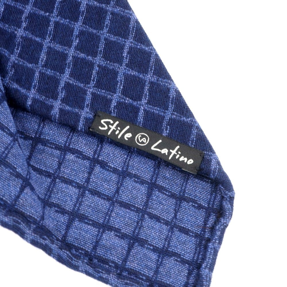 【中古】スティレ ラティーノ STILE LATINO ウールシルク チェック柄ネクタイ ネイビーxブルー【 状態ランクA 】【 メンズ 】 [EPD]