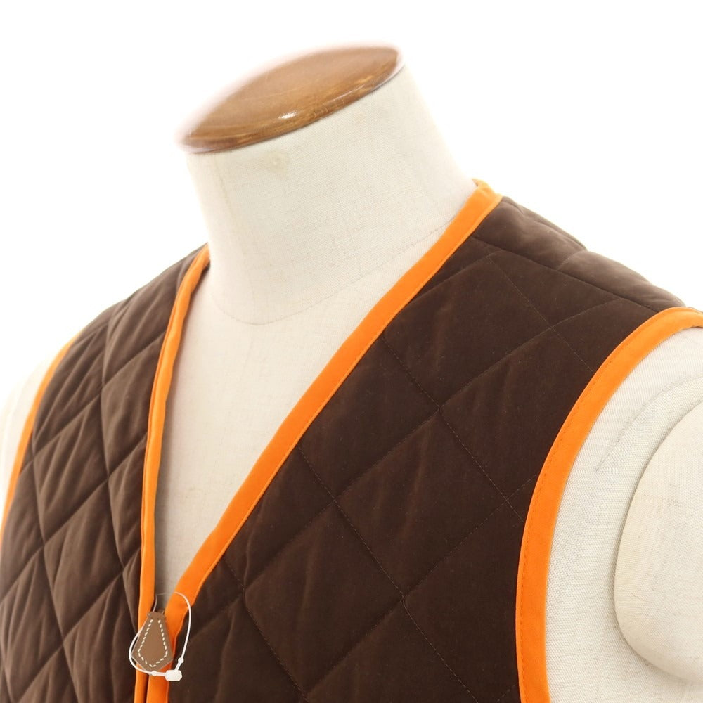 【中古】エルメス HERMES ポリエステルナイロン キルティング ベスト ブラウン【 48 】【 状態ランクB 】【 メンズ 】 [APD]