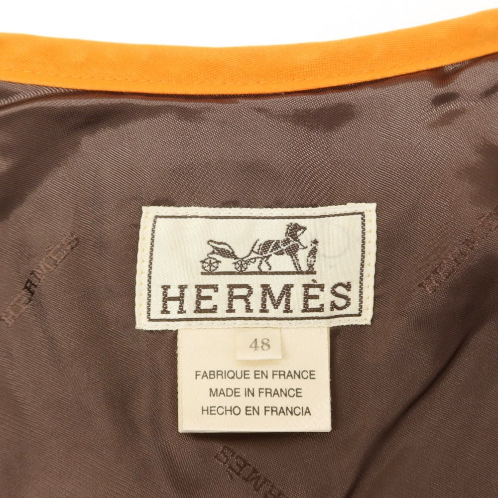 【中古】エルメス HERMES ポリエステルナイロン キルティング ベスト ブラウン【 48 】【 状態ランクB 】【 メンズ 】