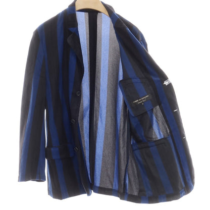 【中古】コムデギャルソンオムプリュス COMME des GARCONS HOMME PLUS 1995年製 ナイロン ストライプ ジャケット ブルーxブラック【 M 】【 状態ランクB 】【 メンズ 】