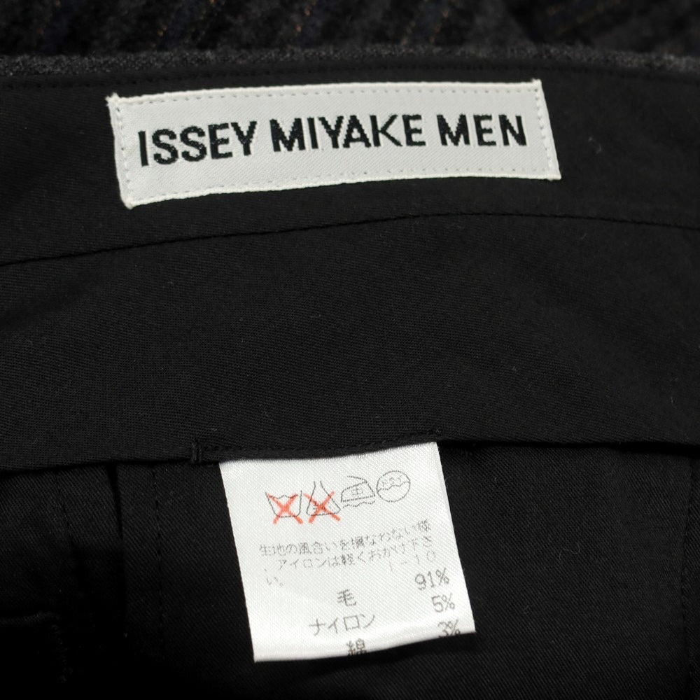 【中古】イッセイミヤケ メン ISSEY MIYAKE MEN ウール ストライプ スラックスパンツ グレーxブラック【 S 】【 状態ランクB 】【 メンズ 】