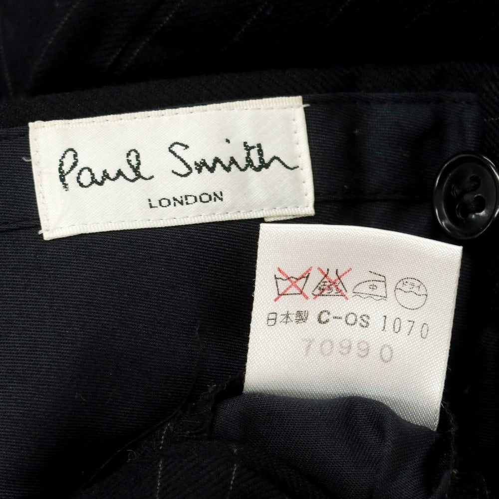 【中古】ポールスミス Paul Smith ウール ストライプ ドレススラックスパンツ ブラック【サイズ28】【 状態ランクD 】【 メンズ 】 [EPD]