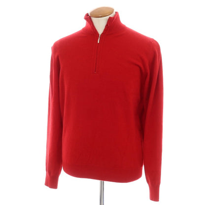 【中古】フランコジッケ FRANCO ZICHE カシミヤ スタンドカラー ハーフジップ プルオーバーニット レッド【サイズ50/M】【RED】【A/W】【状態ランクB】【メンズ】